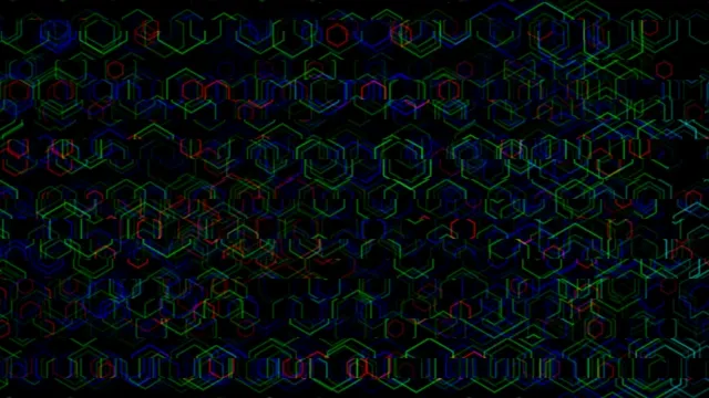 4K UHD neon hexagon matrix tech background for broadcast and presentations