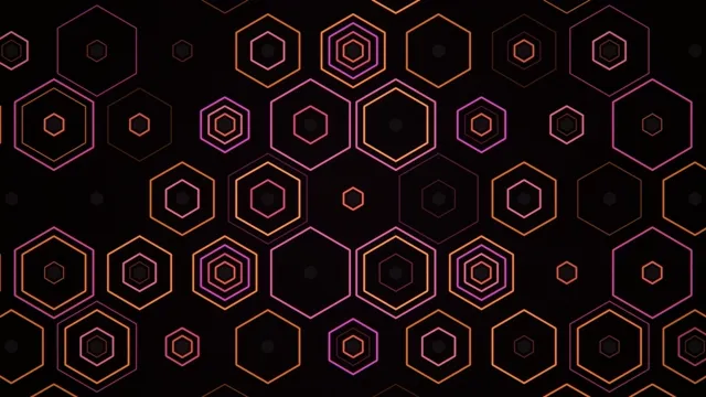 4K UHD neon hexagon motion background for broadcast and presentations