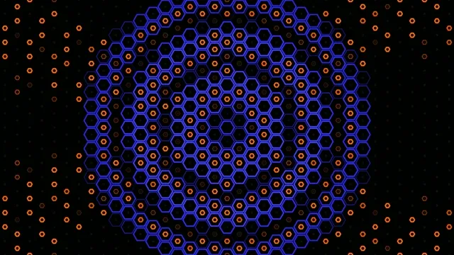 4K UHD neon hexagon network motion background for broadcasts