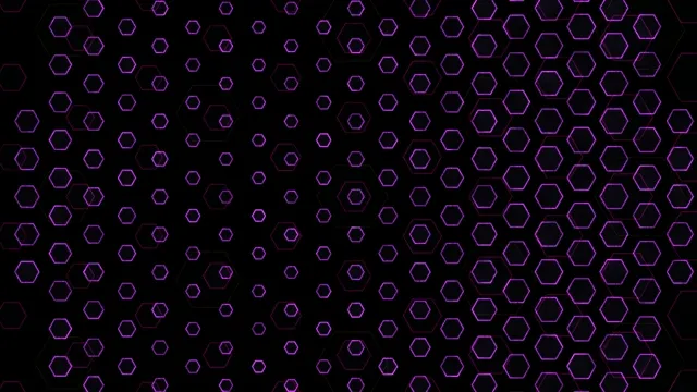 4K UHD neon hexagon pattern loop with purple geometric motion