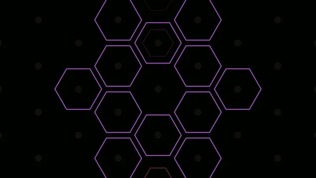 4K UHD neon hexagon pattern motion background for broadcast