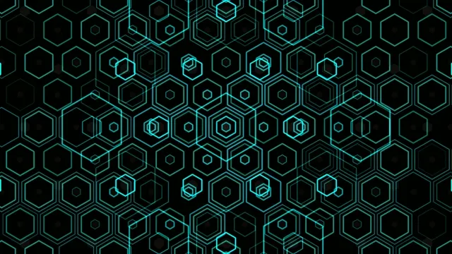 4K UHD neon hexagon tech motion background for broadcast and streaming