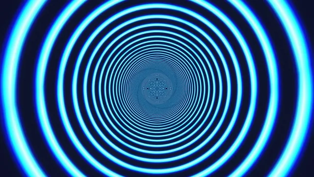 4K UHD neon tunnel loop with glowing cyan blue lines