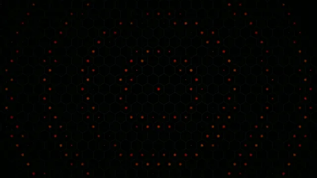 4K UHD red hexagon network nodes on black background looping