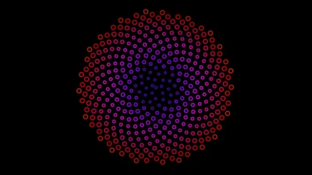 4K UHD vibrant neon circle particle grid motion background loop