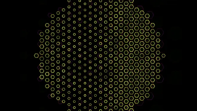 4K UHD yellow hexagon honeycomb neon motion background loop