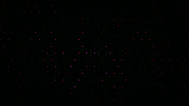 4K Ultra HD dark hexagon network loop with neon pink nodes