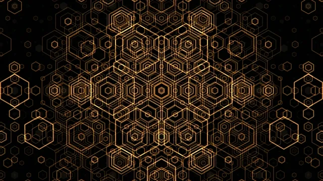 4K Ultra HD golden hexagon network motion background for broadcast
