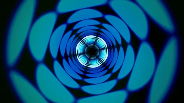 4K Ultra HD hypnotic blue spiral tunnel with glowing center vortex