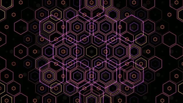 4K Ultra HD neon hexagon motion background for broadcast and video editing