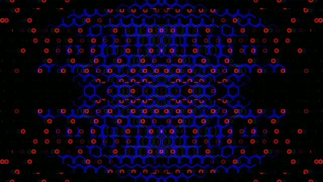 4K Ultra HD sci-fi molecular structure animation with neon hexagons