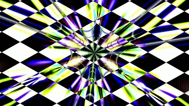 4K VJ Loop Screensaver | Rainbow Checkered Neon Tunnel Effect 60fps