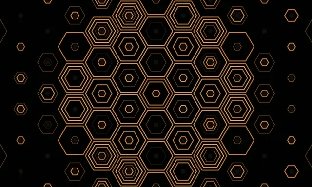 5:3 Wide | 60fps Golden Hexagon Pattern Motion Background Screensaver Loop