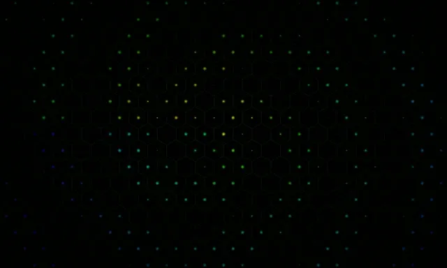 5:3 Wide | 60fps Green Particles Hexagon Screensaver Motion Background Loop