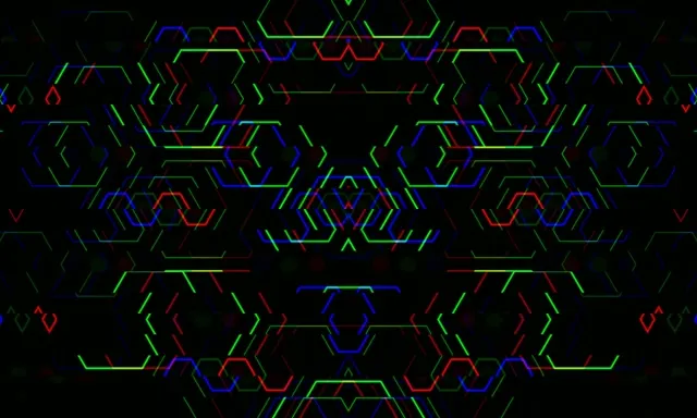 5:3 Wide 60fps Neon Hexagon Geometric Motion Background Screensaver