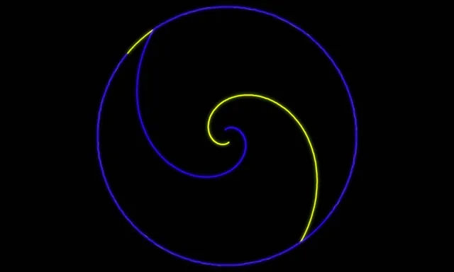 5:3 Wide | 60fps Neon Spiral Live Wallpaper - Blue Yellow Glowing Loop