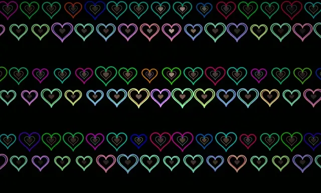 5:3 Wide | Colorful Neon Hearts 60fps Motion Screensaver VJ Loop