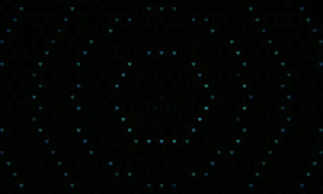5:3 Wide | Cyan Falling Hearts 60fps Screensaver VJ Loop