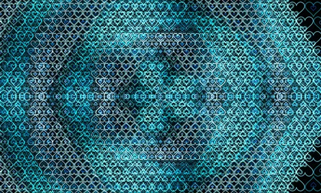 5:3 Wide | Cyan Glowing Hearts 60fps Screensaver Motion VJ