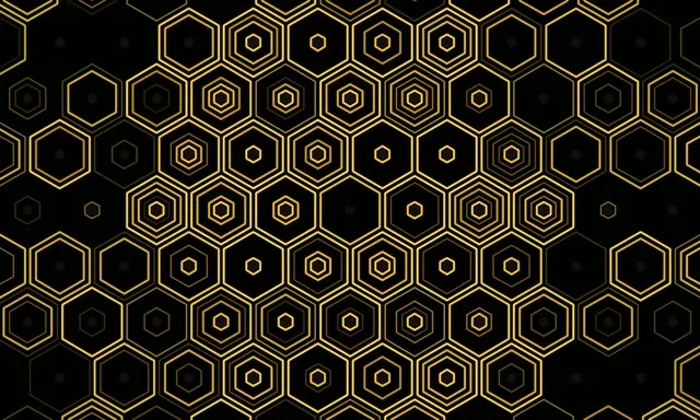 5:3 Wide Gold Hexagon 60fps VJ Loop Motion Screensaver