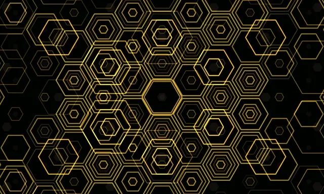 5:3 Wide | Gold Hexagon Pattern 60fps Screensaver VJ Loop
