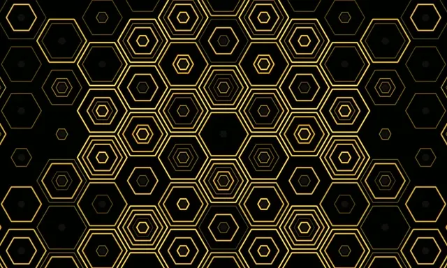 5:3 Wide | Hexagon Pattern Black Gold Geometric 60fps Screensaver Motion Background