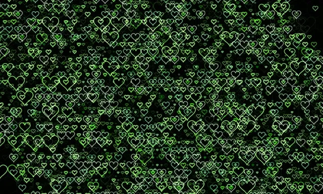 5:3 Wide | Neon Green Hearts Cascade 60fps Screensaver VJ Loop