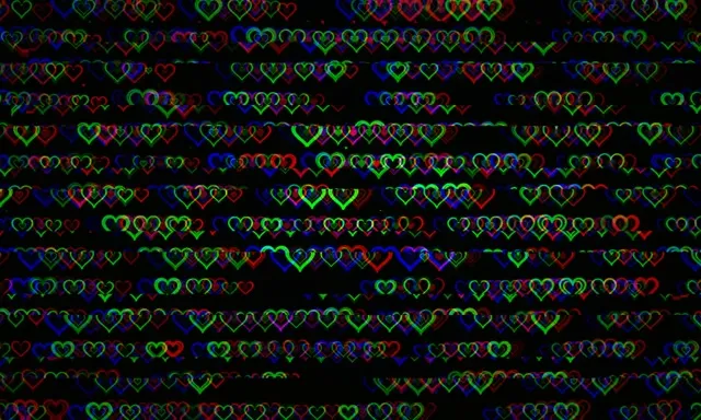 5:3 Wide | Neon Hearts Falling 60fps Animated Loop Screensaver