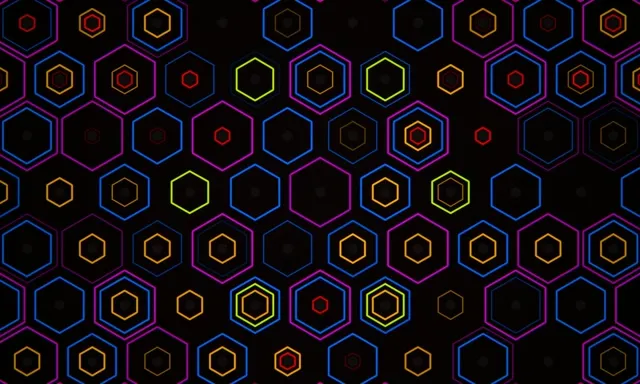 5:3 Wide | Neon Hexagon Grid 60fps Screensaver VJ Loop