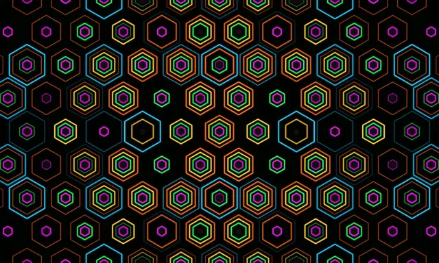 5:3 Wide | Neon hexagon pattern 60fps screensaver VJ loop