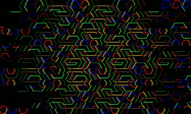 5:3 Wide | Neon hexagon tech pattern 60fps screensaver motion background