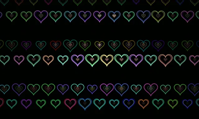 5:3 Wide | Neon Rainbow Hearts 60fps Live Wallpaper VJ Loop