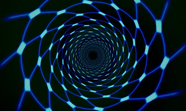 5:3 Wide | Neon Spiral Tunnel 60fps Screensaver VJ Loop Geometric Glowing Network