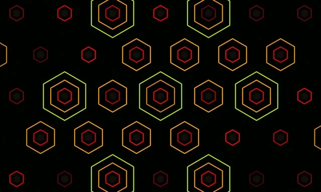 5:3 Wide | Vivid Hexagon 60fps Screensaver VJ Loop Dark Design
