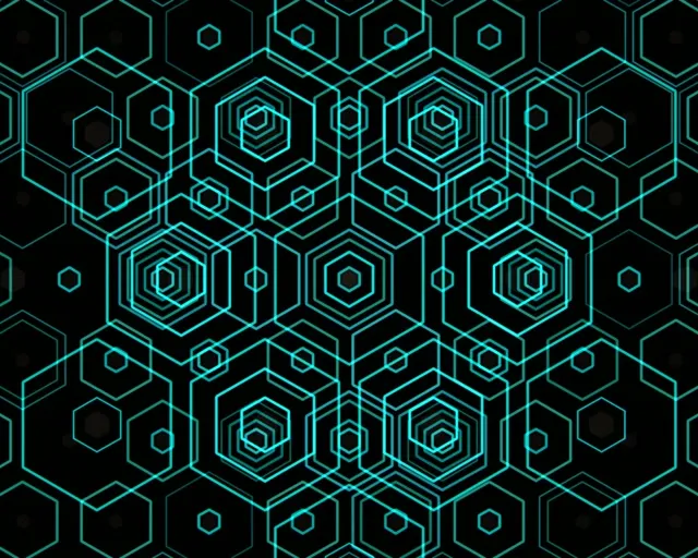 5:4 Industrial | 60fps Screensaver - Hexagon Cyan Neon Tech Geometry Motion Background
