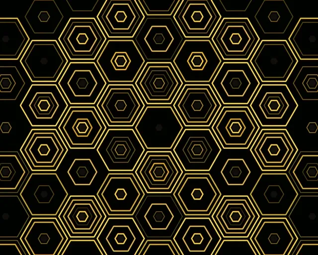 5:4 Industrial | Black Gold Hexagons 60fps Screensaver Geometric VJ Loop Pattern