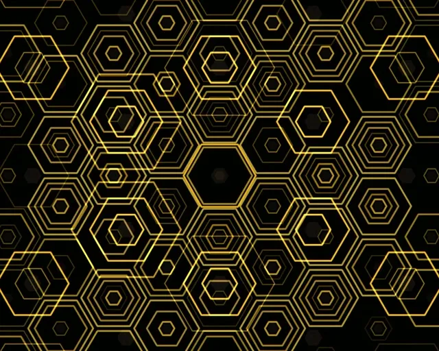 5:4 Industrial | Elegant Gold Hexagon 60fps Screensaver Motion BG