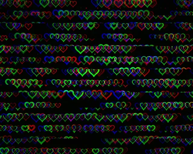 5:4 Industrial | Neon Hearts Falling 60fps VJ Motion Screensaver
