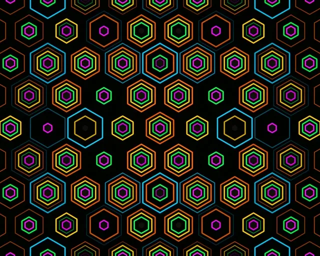 5:4 Industrial | Neon hexagon motion 60fps screensaver background