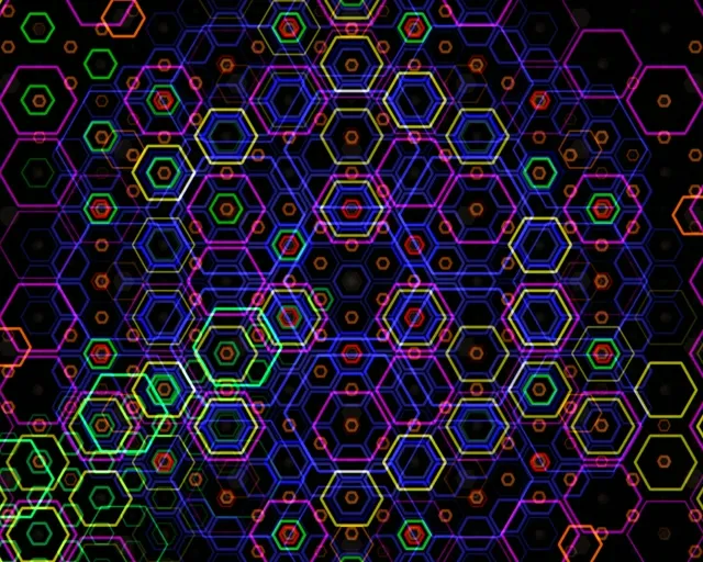 5:4 Industrial | Neon hexagon network 60fps screensaver VJ background