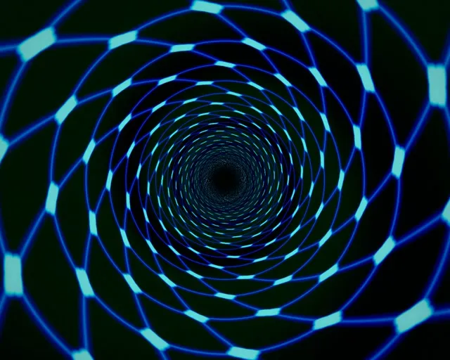 5:4 Industrial | Neon Spiral Tunnel 60fps Screensaver Motion Background Glowing Neon