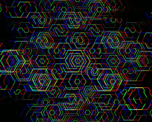 5:4 Industrial | Vibrant Neon Hexagon 60fps Loop VJ Screensaver