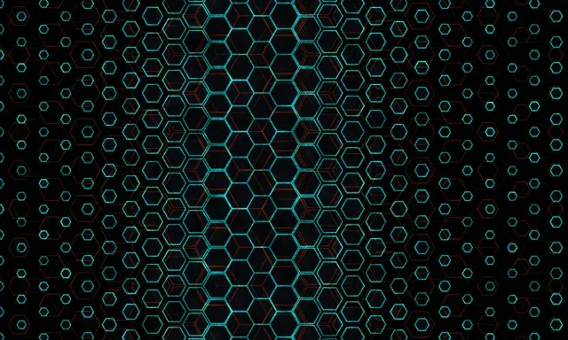 5:3 Wide 60FPS Glowing Hexagon Pattern Screensaver | Cyan VJ Loop Animation