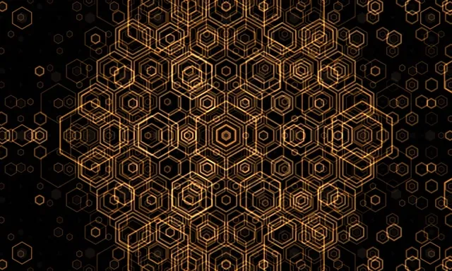 5:3 Wide 60fps Golden Hexagon Screensaver Motion Background Black
