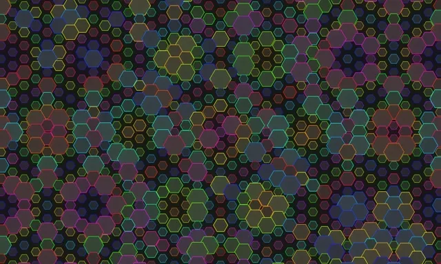 5:3 Wide 60fps Hexagon Screensaver | Motion Background VJ Loop Neon Colors