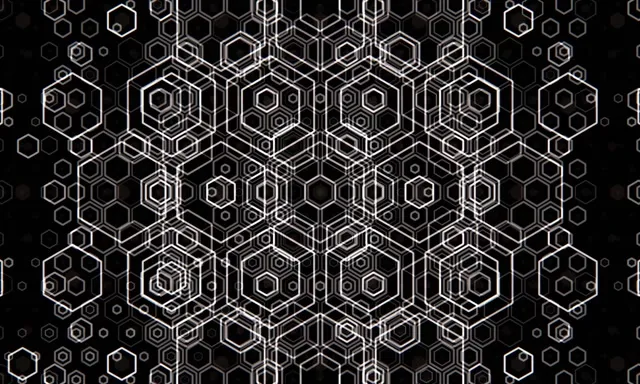 5:3 Wide 60fps Neon Hexagon Kaleidoscope VJ Loop Screensaver Glow