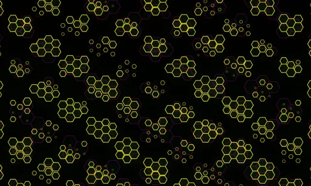 5:3 Wide 60FPS Neon Hexagon Screensaver | VJ Animation Yellow