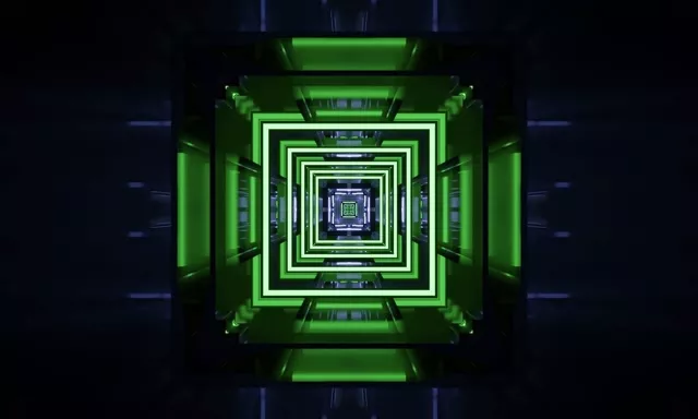 5:3 Wide 60fps Neon Tunnel Screensaver - Pulsating Square Vortex VJ Loop