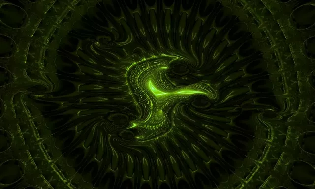 5:3 Wide 60fps Neon Tunnel Screensaver - Pulsing Emerald Spiral Motion Background