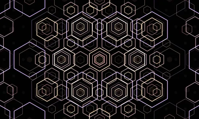 5:3 Wide 60fps Screensaver | Golden Hexagon Matrix Motion Background